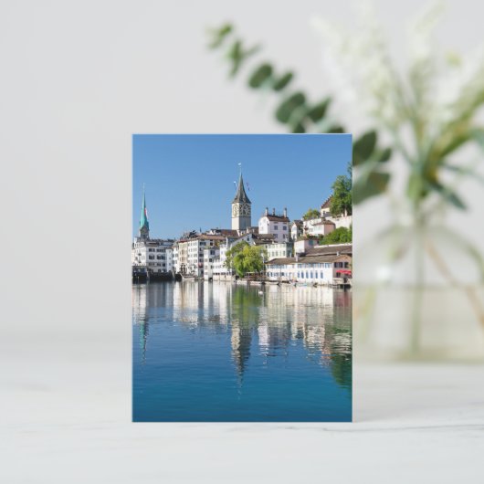 Briefkaart Zurich River Scene (Staand voorkant)