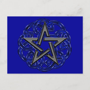 Briefkaart zwart/blauw Celtic Pentagram