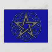 Briefkaart zwart/blauw Celtic Pentagram (Voorkant)