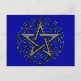 Briefkaart zwart/blauw Celtic Pentagram