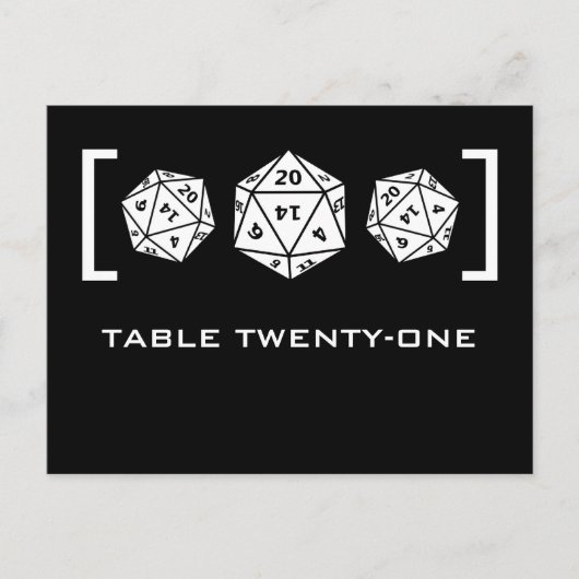 Briefkaart zwart D20-dijgamertafel (Voorkant)