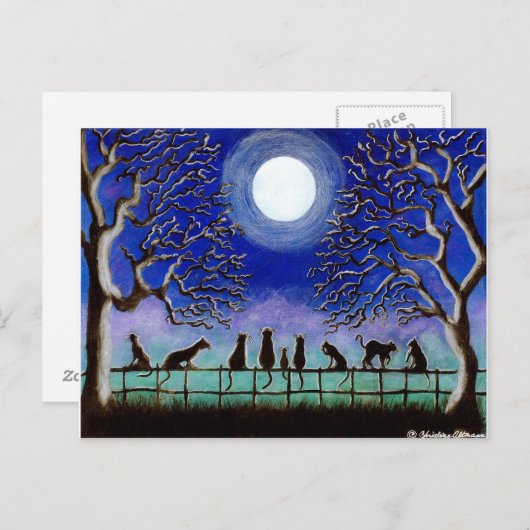 Briefkaart, zwart, katten, landschap, dagelijks, H Briefkaart