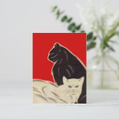 Briefkaart zwart-wit katten in de Red Art Deco-sti (Staand voorkant)