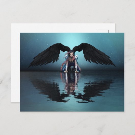 briefkaart zwarte engel (Voorkant / Achterkant)