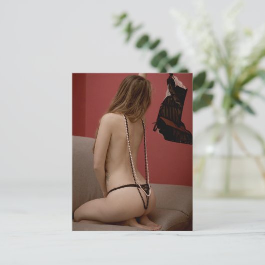 Briefkaart zwarte lingerie (Staand voorkant)