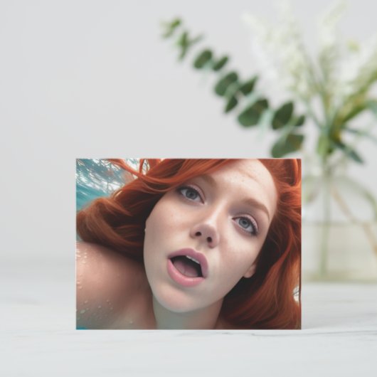 Briefkaart zwemvrouw (Staand voorkant)