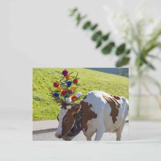 Briefkaart Zwitserse Koe (Staand voorkant)