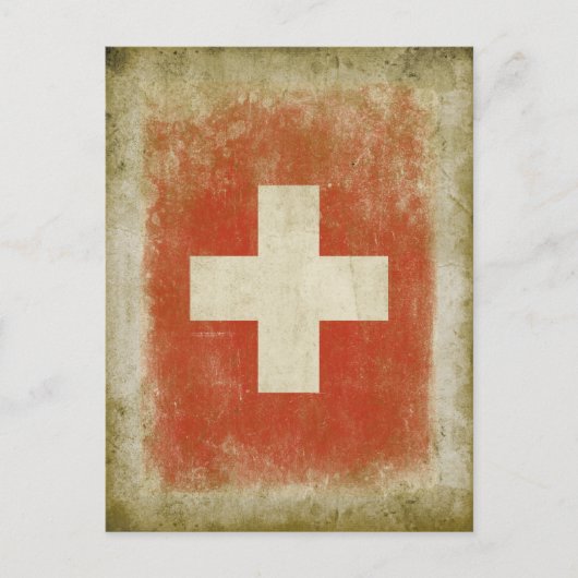 Briefkaart Zwitserse vlag in Koel stijl (Voorkant)