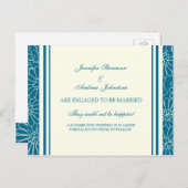 Briefkaarten Blauw en crème bij de bekendmaking va (Voorkant / Achterkant)