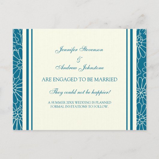 Briefkaarten Blauw en crème bij de bekendmaking va (Voorkant)