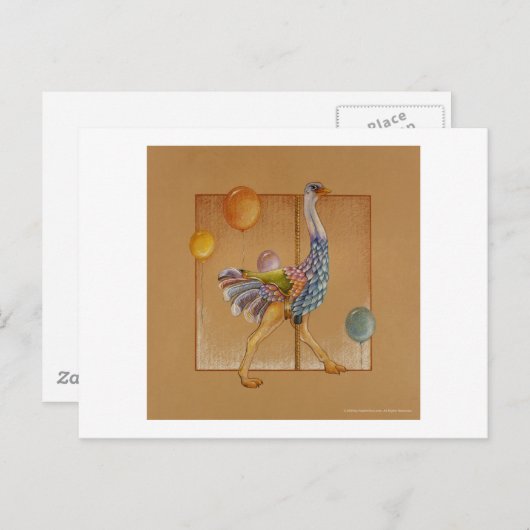 Briefkaarten - Carrousel struisvogel (Voorkant / Achterkant)