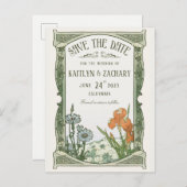 Briefkaarten Datum opslaan | Floral Art Nouveau (Voorkant / Achterkant)