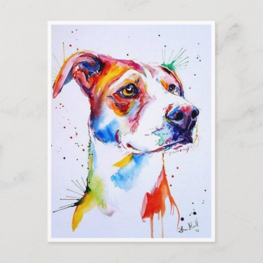 Briefkaarten - Dog Puppy Waterverven (Voorkant)