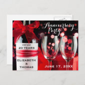 Briefkaarten flesjes en glazen Jubileum Party (Voorkant / Achterkant)