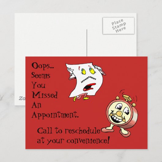 Briefkaarten gemiste afspraak contactpersoon klant (Voorkant / Achterkant)