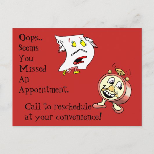 Briefkaarten gemiste afspraak contactpersoon klant (Voorkant)