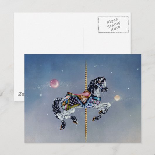 Briefkaarten - Grey Mare Carousel Horse (Voorkant / Achterkant)