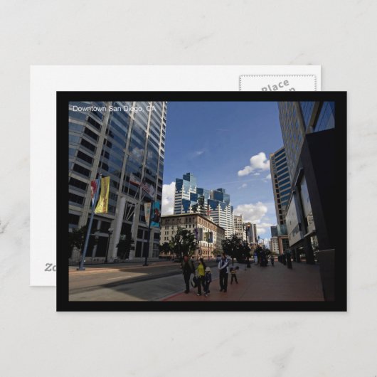 Briefkaarten in het centrum van San Diego CA (Voorkant / Achterkant)