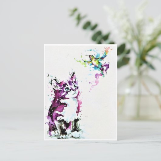 Briefkaarten - Keuken en kolibrie (Staand voorkant)