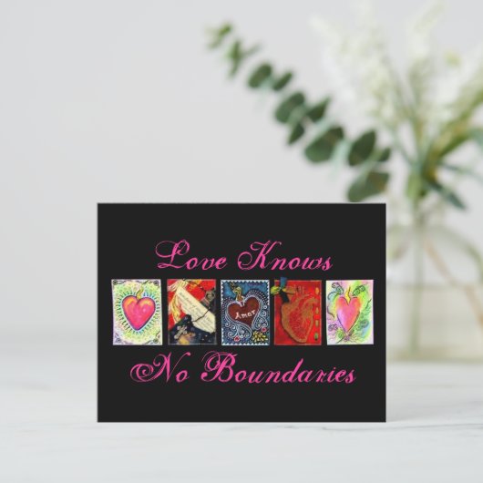 briefkaarten "Love Knoins No Boundaries" (Staand voorkant)