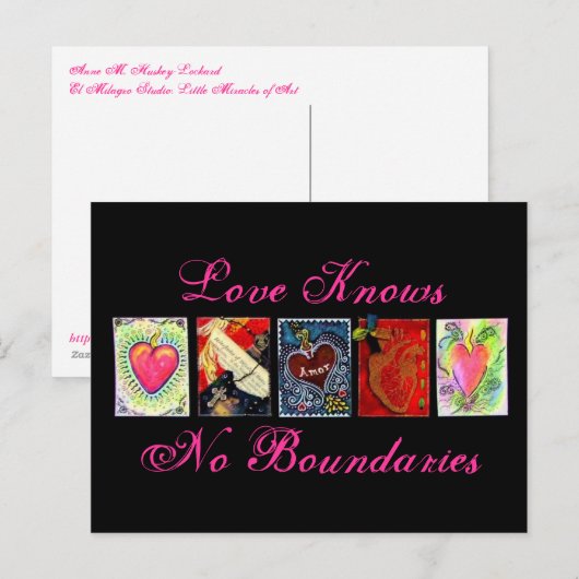 briefkaarten "Love Knoins No Boundaries" (Voorkant / Achterkant)