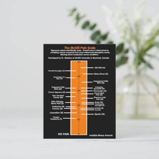 BRIEFKAARTEN...McGill Pain Scale Briefkaart (Staand voorkant)
