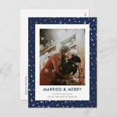 Briefkaarten met blauwe trouwdag en vrolijke kerst (Voorkant / Achterkant)