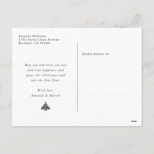 Briefkaarten met blauwe trouwdag en vrolijke kerst (Achterkant)