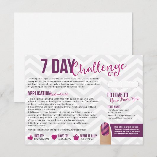 briefkaarten met een 7 dagen durende voorbeeldkaar (Voorkant / Achterkant)