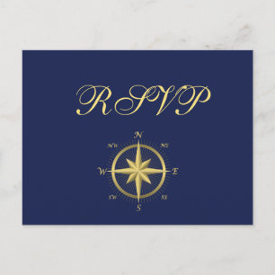 Briefkaarten met een blauwe Nautical Wedding RSVP