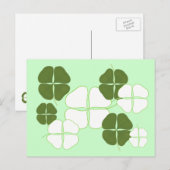 Briefkaarten met groene en witte shamrocks (Voorkant / Achterkant)