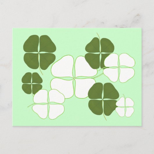 Briefkaarten met groene en witte shamrocks (Voorkant)
