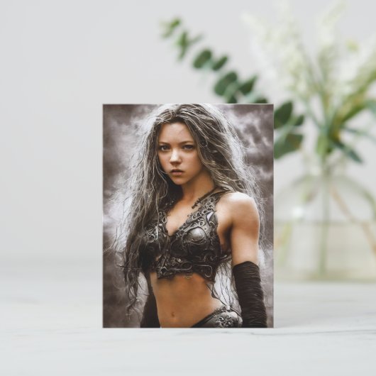 BRIEFKAARTEN MET KANTASIE WARRIOR GIRL (Staand voorkant)