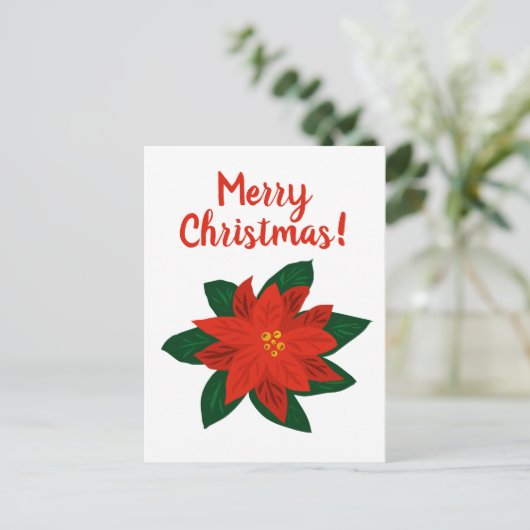 Briefkaarten met kerst-rode punsettia (Staand voorkant)
