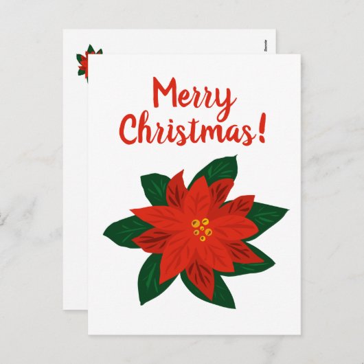 Briefkaarten met kerst-rode punsettia (Voorkant / Achterkant)