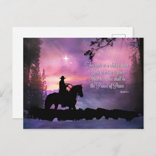 Briefkaarten met kerst van cowboy (Voorkant / Achterkant)