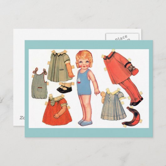 Briefkaarten met poppen voor klein meisjespapier (Voorkant / Achterkant)