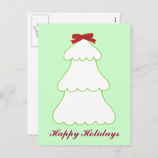 Briefkaarten met rode Feestdagen met witte kerstbo (Voorkant / Achterkant)