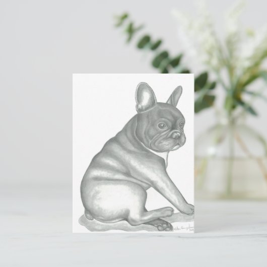 Briefkaarten met schetsen van Franse hond (Staand voorkant)