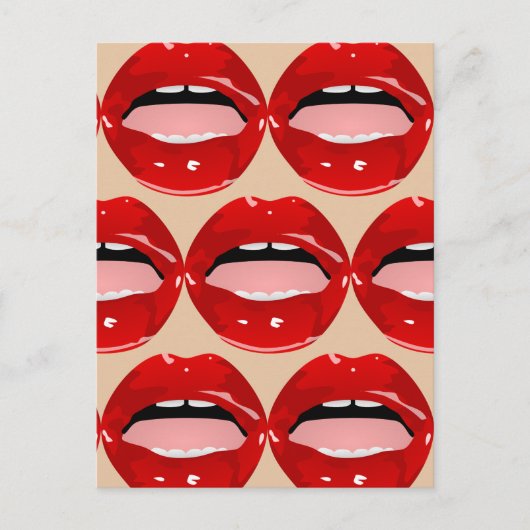 BRIEFKAARTEN MET TOOTH GIRL RED LIPS (Voorkant)