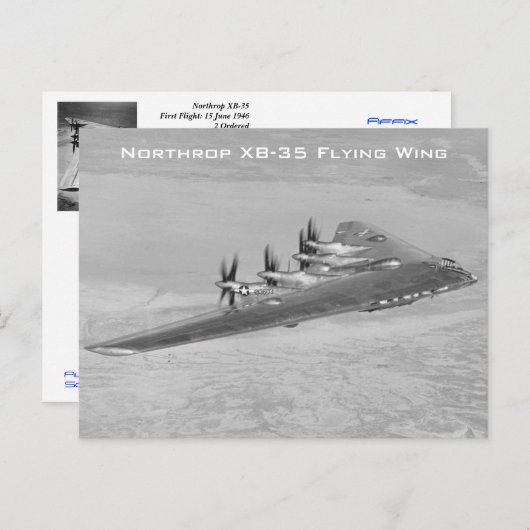 Briefkaarten met vliegende vleugels van Northrop X (Voorkant / Achterkant)