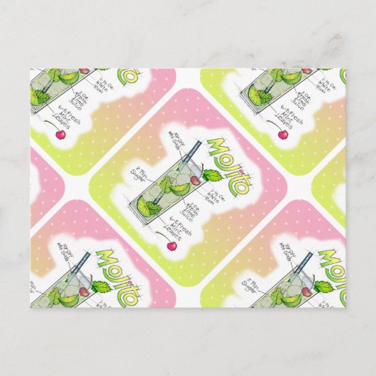BRIEFKAARTEN - MOJITO RECEPT COCKTAIL ART (Voorkant)