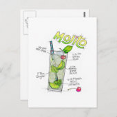 BRIEFKAARTEN - MOJITO RECEPT COCKTAIL ART (Voorkant / Achterkant)
