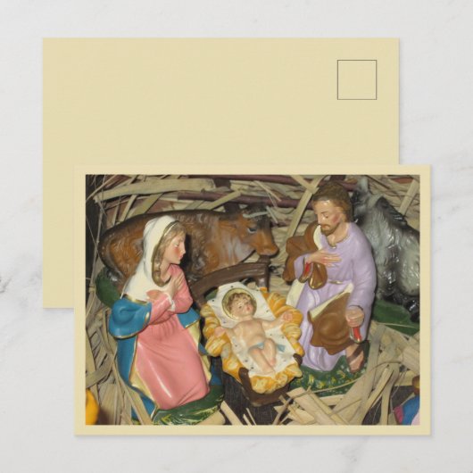 Briefkaarten  Nativiteitsbootscène kerstmis (Voorkant / Achterkant)