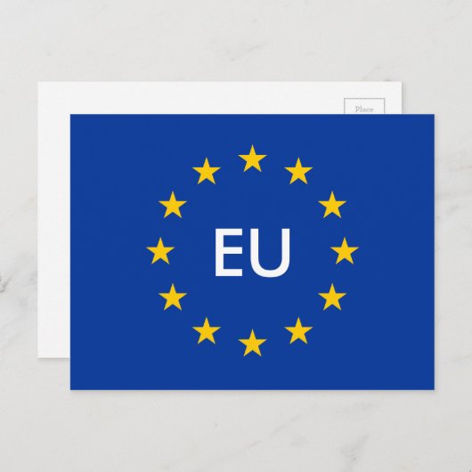 Briefkaarten onder EU-vlag (Voorkant / Achterkant)