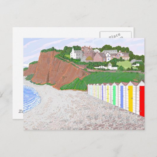 Briefkaarten op het strand van Budleigh Salterton (Voorkant / Achterkant)