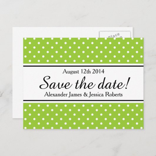 Briefkaarten opslaan op datum | Aappelgroene polka (Voorkant / Achterkant)