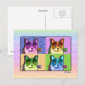 Briefkaarten - Pop Art Cat (Voorkant / Achterkant)