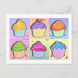 Briefkaarten - Pop Art Cupcakes