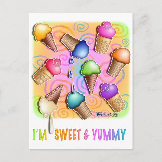 Briefkaarten - Pop Art ICE CREAM CONES (Voorkant)